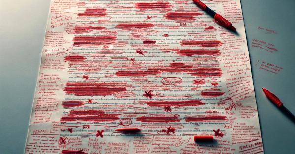 document with red ink