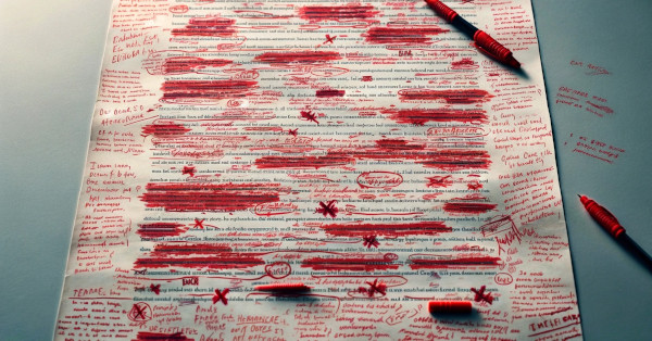 document with red ink